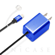 Lightningコネクタ AC充電器タフケーブルタイプ 2.1A (ブルー)