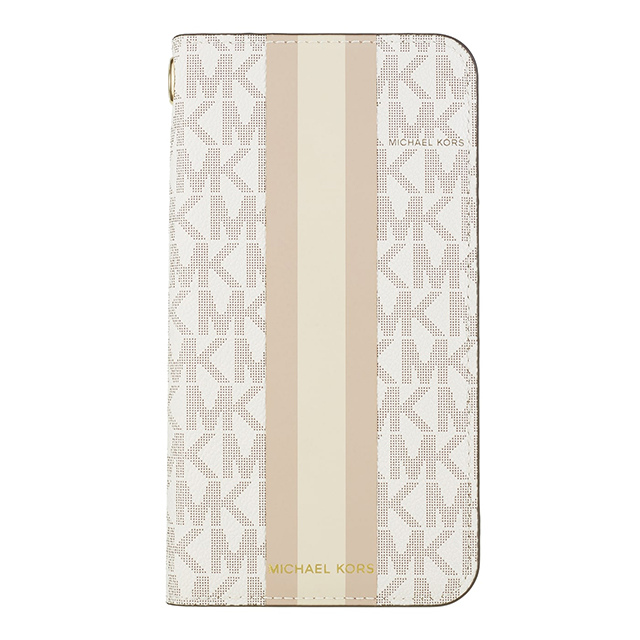 【iPhoneXS/X ケース】Folio Case Beige Pink Stripe with Charmサブ画像