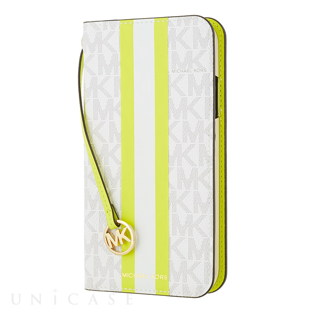 iPhone11/XR ケース】Folio Case Lime Stripe with Charm MICHAEL KORS