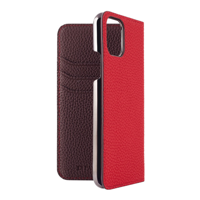 【iPhone11 Pro ケース】German Shrunken Calf Folio Case (Red×Dark Brown)サブ画像