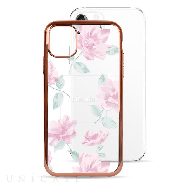 【iPhone11 Pro ケース】rienda メッキクリアケース (Lace Flower/ピンク)
