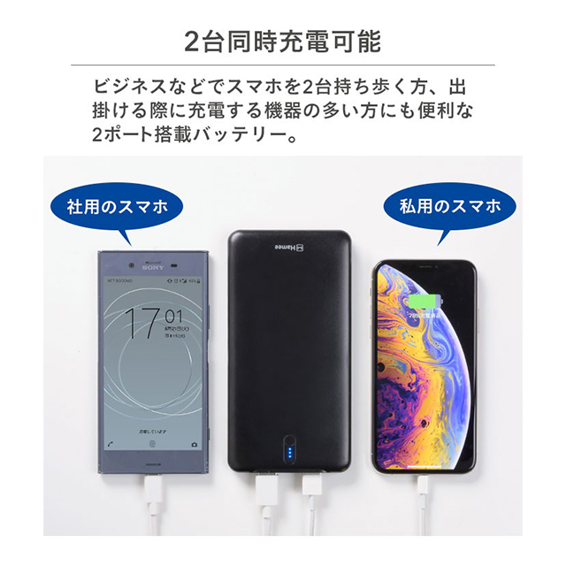 2ポート薄型モバイル充電器10000mAh (ホワイト)goods_nameサブ画像