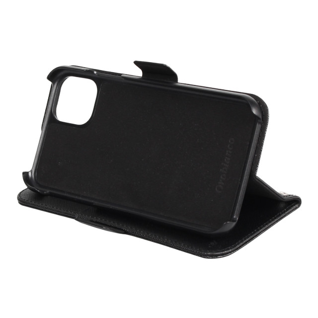 【iPhone11 ケース】“サフィアーノ調” PU Leather Book Type Case (ブラック)サブ画像