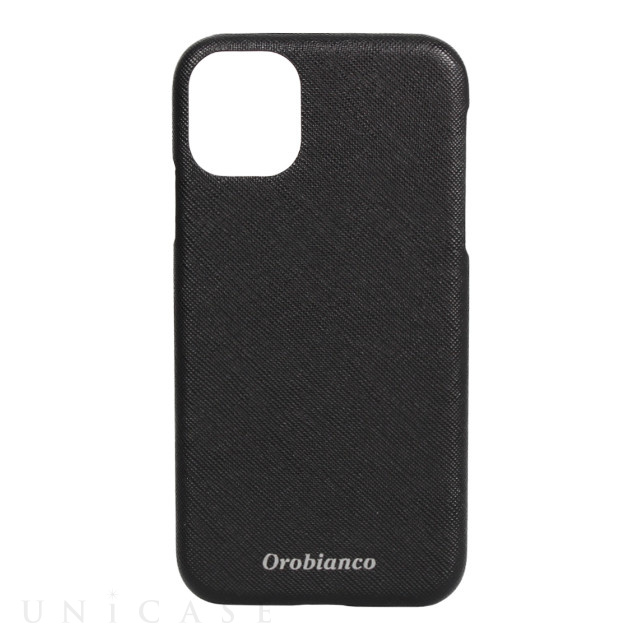 【iPhone11 ケース】“サフィアーノ調” PU Leather Back Case (ブラック)