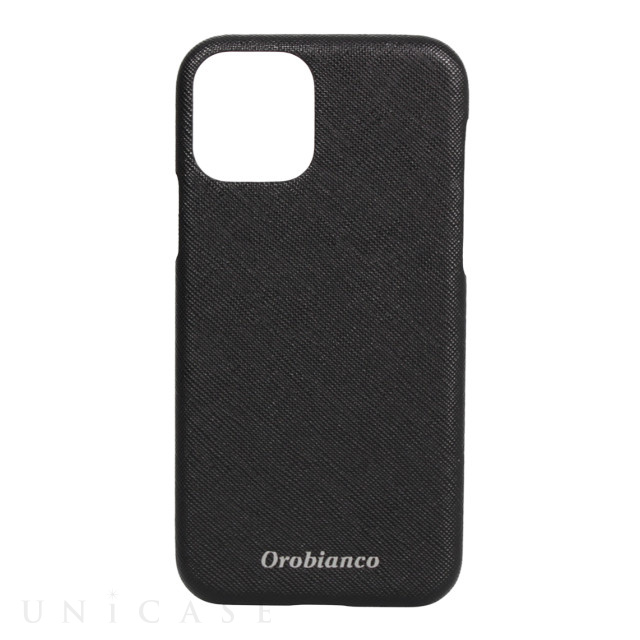 【iPhone11 Pro ケース】“サフィアーノ調” PU Leather Back Case (ブラック)