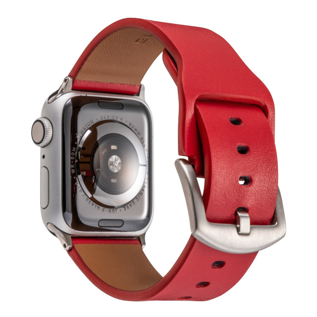 【Apple Watch バンド 49/45/44/42mm】Italian Genuine Leather Watchband (Red) for Apple Watch Ultra2/SE(第2/1世代)/Series9/8/7/6/5/4/3/2/1サブ画像