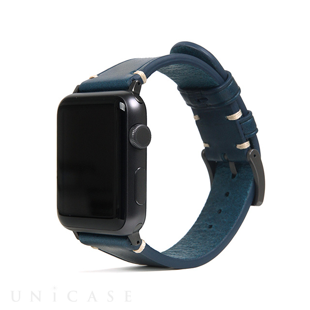 【Apple Watch バンド 45/44/42mm】Italian Buttero Leather (ブルー) for Apple Watch SE(第2/1世代)/Series9/8/7/6/5/4/3/2/1