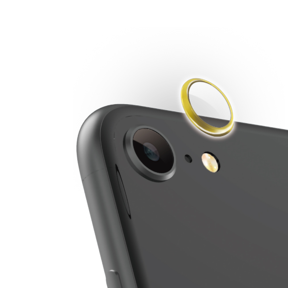 【iPhoneSE(第2世代) フィルム】[Lens Bumper Plus]カメラレンズ保護アルミフレーム＆ガラスコーティングフィルムセット (ゴールド)サブ画像