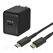 温度センサー搭載 PD対応 超タフUSB Type-CtoCケーブル付き USB Type-C×1ポート AC充電器 (ブラック)