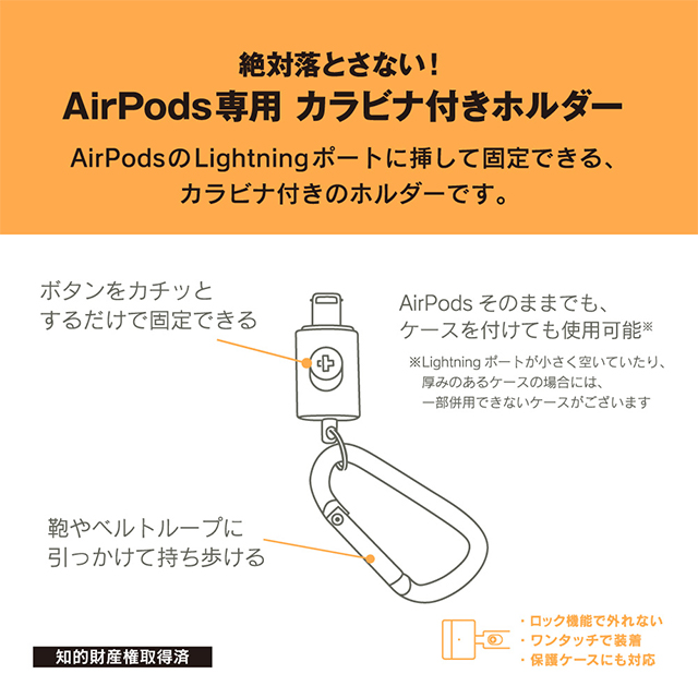 【AirPods(第3/2/1世代)/AirPods Pro】カラビナ付ホルダー (レッド)サブ画像