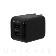 スマートIC搭載でかしこく充電 USB AC充電器 Type-A×2ポート 合計2.4A出力 12W (ブラック)