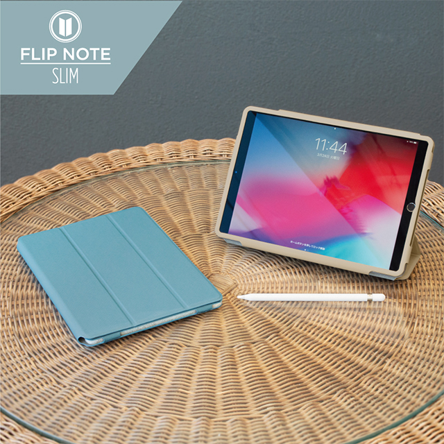 【iPad(10.2inch)(第9/8/7世代)/ Air(10.5inch)(第3世代)/Pro(10.5inch) ケース】[FlipNote Light] 極薄軽量 サフィアーノ調フリップケース (ブルー)サブ画像