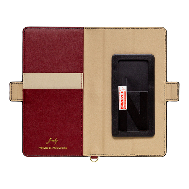 【マルチ スマホケース】マルチタイプ手帳型ケース L-size JUDY (Beige × Wine red)サブ画像