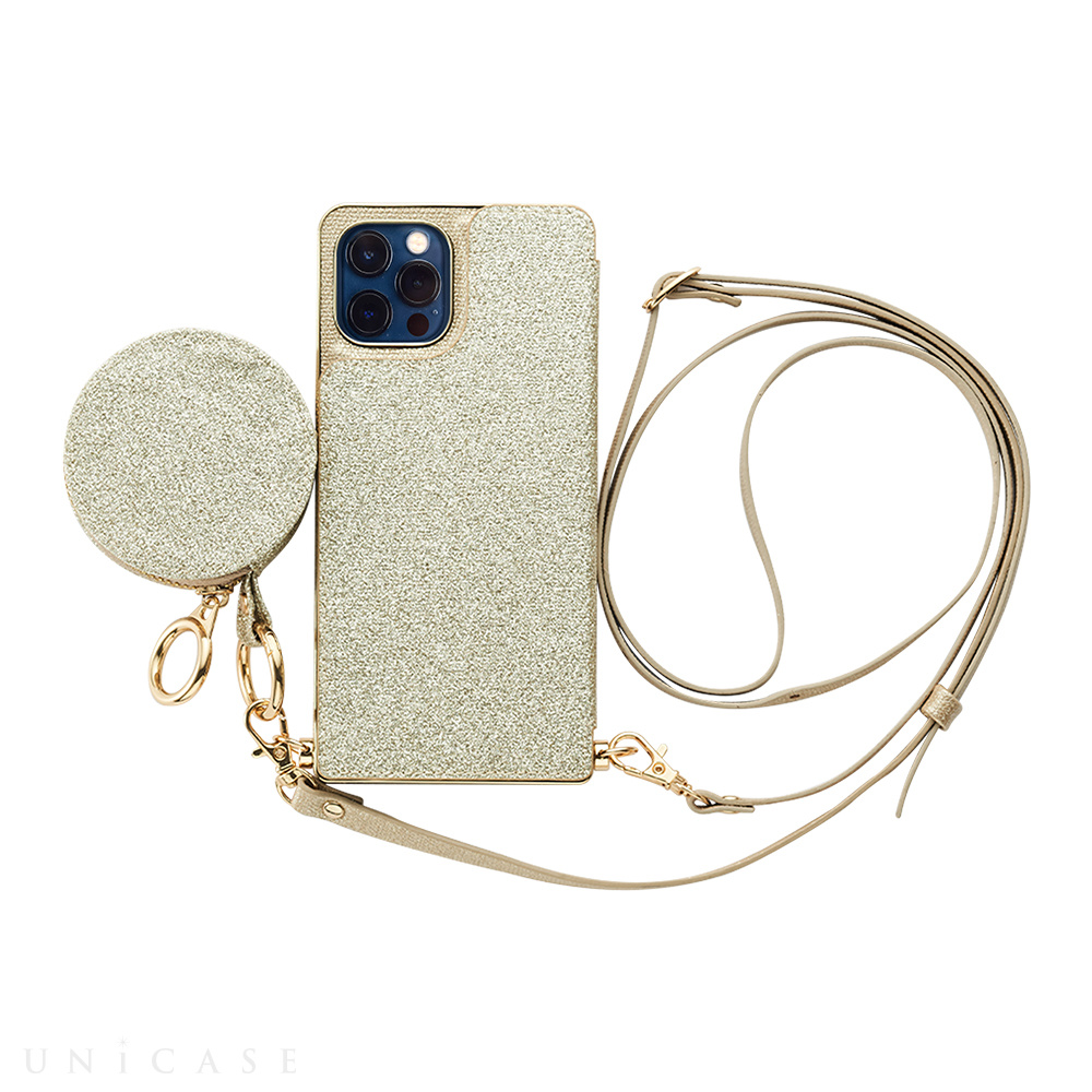 【iPhone12/12 Pro ケース】Cross Body Case Glitter Series for iPhone12/12 Pro （prism gold）