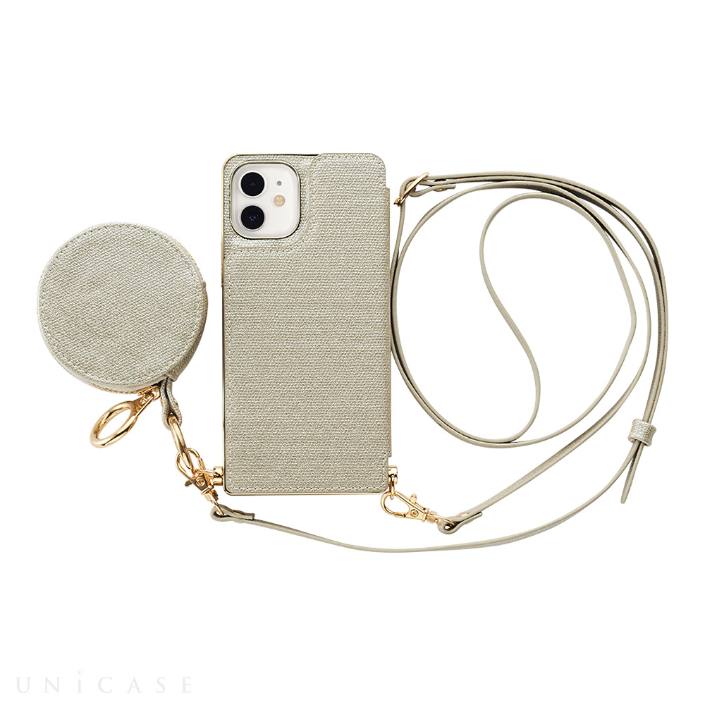 【iPhone12 mini ケース】Cross Body Case Glitter Series for iPhone12 mini （pearl silver）