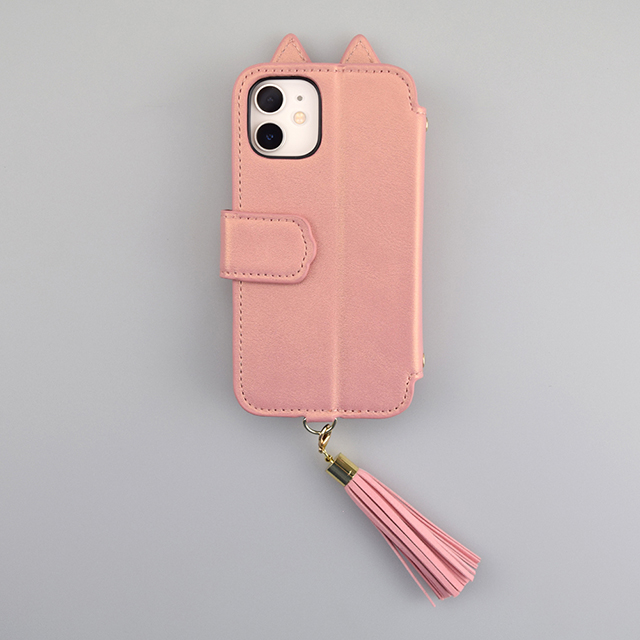 【iPhone12 mini ケース】Tassel Tail Cat Flip Case for iPhone12 mini (pink)サブ画像