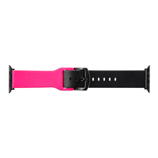 【Apple Watch バンド 49/45/44/42mm】“NEON” Italian Genuine Leather Watchband (Neon Pink/Black) for Apple Watch Ultra2/SE(第2/1世代)/Series9/8/7/6/5/4/3/2/1サブ画像