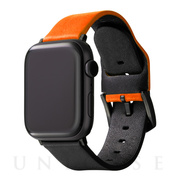 【Apple Watch バンド 41/40/38mm】“NEON” Italian Genuine Leather Watchband (Neon Orange/Black) for Apple Watch SE(第2/1世代)/Series9/8/7/6/5/4/3/2/1