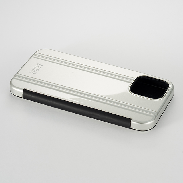 【iPhone12 mini ケース】ZERO HALLIBURTON Hybrid Shockproof Flip Case for iPhone12 mini (Silver)