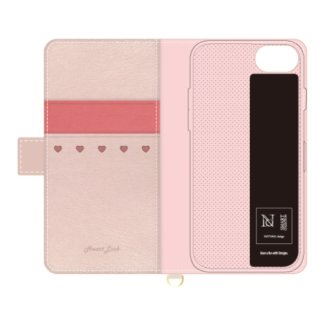 【iPhoneSE(第3/2世代)/8/7/6s/6 ケース】手帳型ケース Heart Lock (Milky Pink)サブ画像