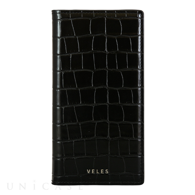 【iPhone12/12 Pro ケース】VELES フリップカバー (クロコダイル) ブラック