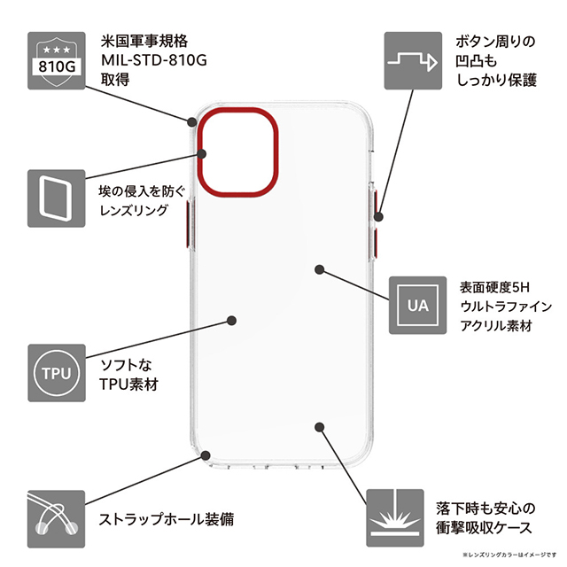 【iPhone12 mini ケース】[Turtle Premium] ハイブリッドケース (レッド)goods_nameサブ画像