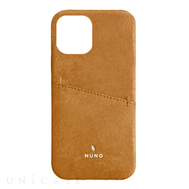 【iPhone12/12 Pro ケース】[NUNO]カードポケット付き本革バックケース (ブラウン)