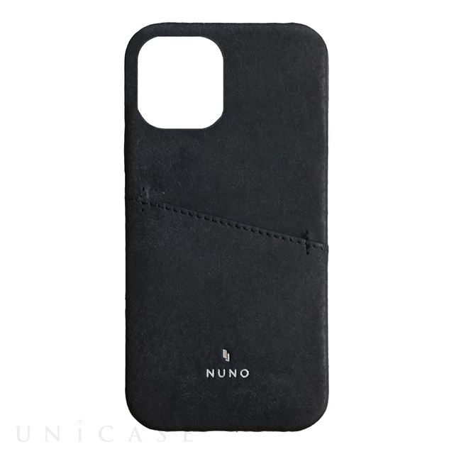 【iPhone12 Pro Max ケース】[NUNO]カードポケット付き本革バックケース (ブラック)