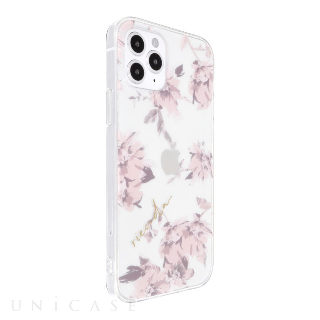 【iPhone12 mini ケース】rienda TPUクリアケース (Fall Flower/ベビーピンク)