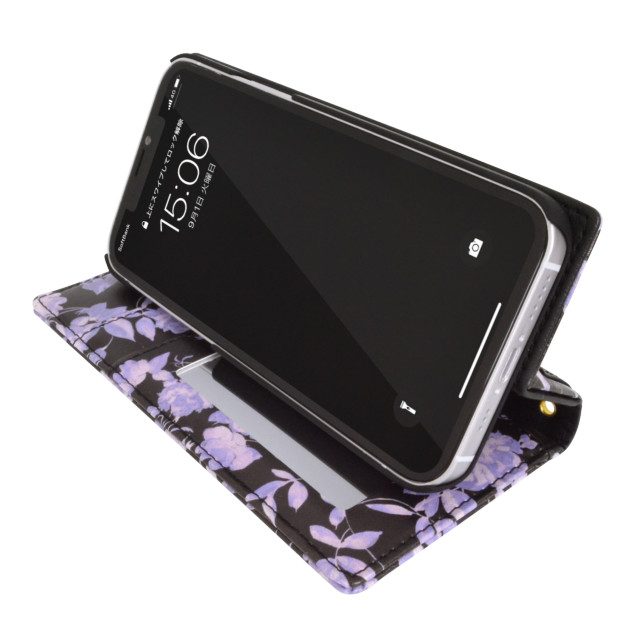 Iphone12 12 Pro ケース Rienda スクエア手帳 Gentle Flower ブラック Rienda Iphoneケースは Unicase