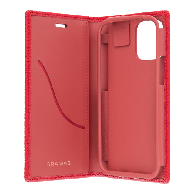 【iPhone12 mini ケース】Shrunken-Calf Leather Book Case (Red)サブ画像