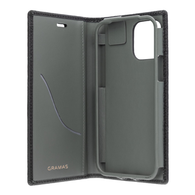 【iPhone12/12 Pro ケース】Shrunken-Calf Leather Book Case (Black)goods_nameサブ画像