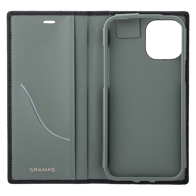 【iPhone12 Pro Max ケース】Shrunken-Calf Leather Book Case (Black)サブ画像