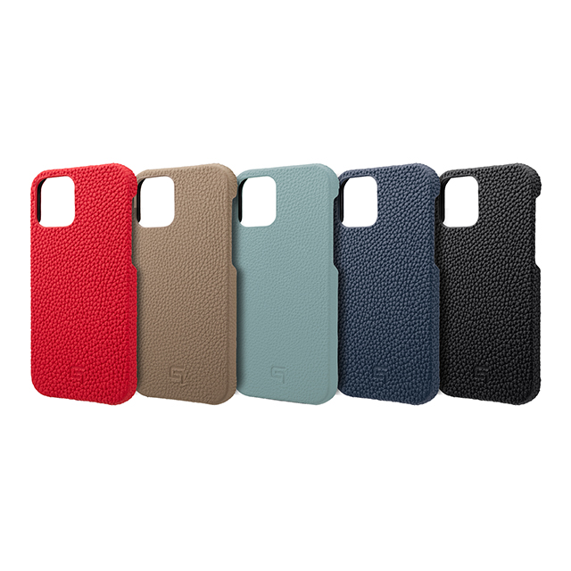 【iPhone12/12 Pro ケース】Shrunken-Calf Leather Shell Case (Black)サブ画像