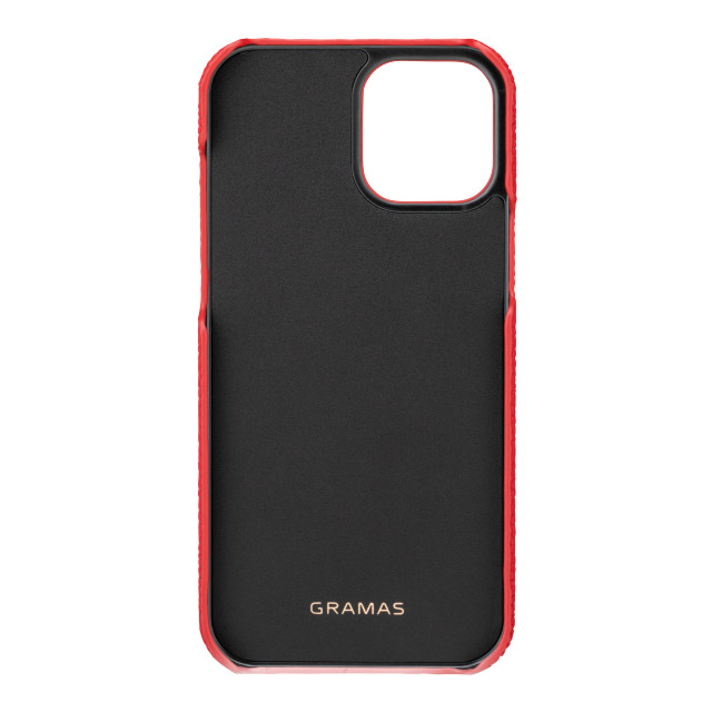 【iPhone12 Pro Max ケース】Shrunken-Calf Leather Shell Case (Red)サブ画像