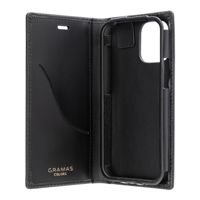 【iPhone12 mini ケース】Italian Genuine Leather Book Case (Black)サブ画像