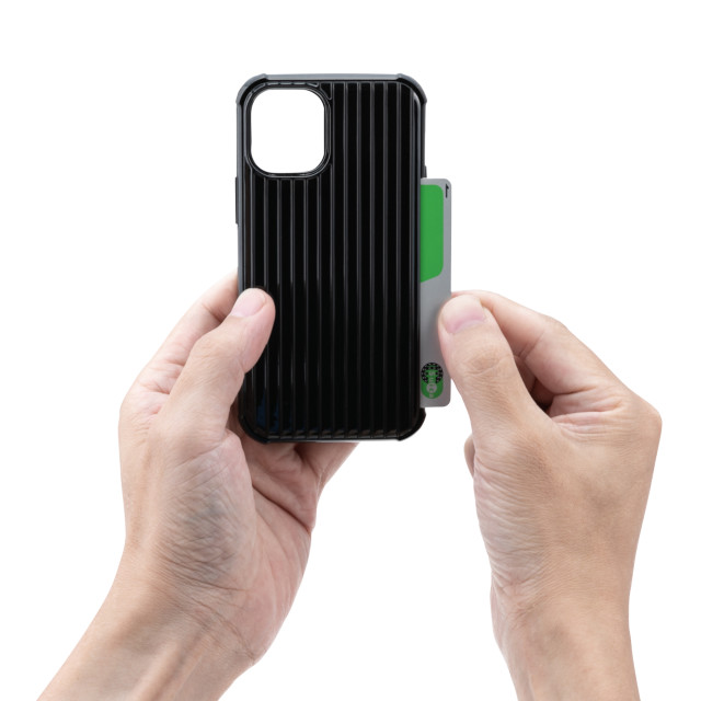 【iPhone12 mini ケース】”Rib-Slide” Hybrid Shell Case (Black)サブ画像