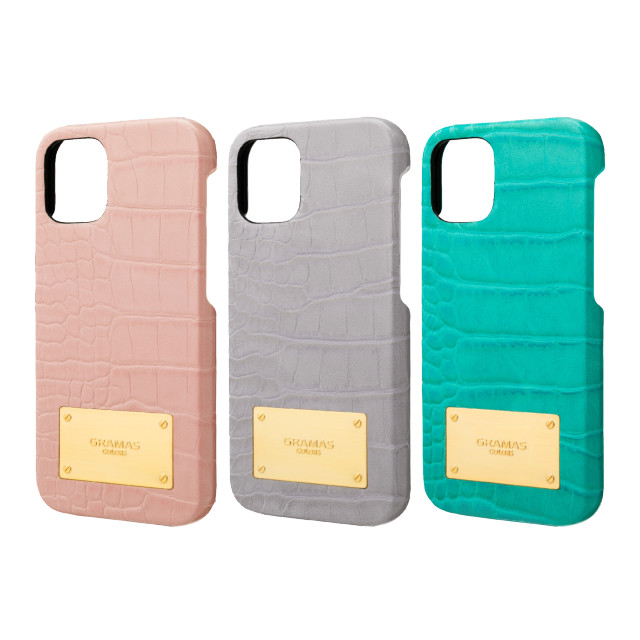 【iPhone12 mini ケース】Croco Embossed PU Leather Shell Case (Beige Pink)サブ画像