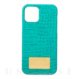【iPhone12/12 Pro ケース】Croco Embossed PU Leather Shell Case (Turquoise)