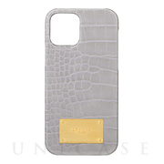 【iPhone12/12 Pro ケース】Croco Embossed PU Leather Shell Case (Ash Purple)