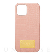 【iPhone12/12 Pro ケース】Croco Embossed PU Leather Shell Case (Beige Pink)