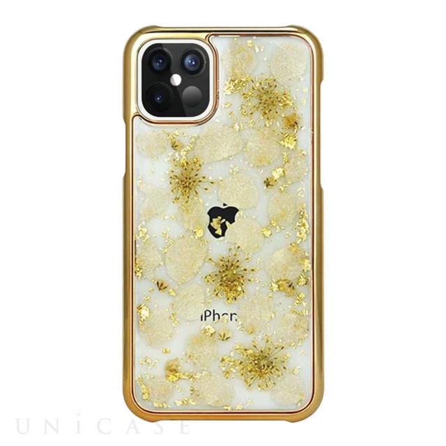 Iphone12 12 Pro ケース 押し花 White Petals Gold Csenese Iphoneケースは Unicase