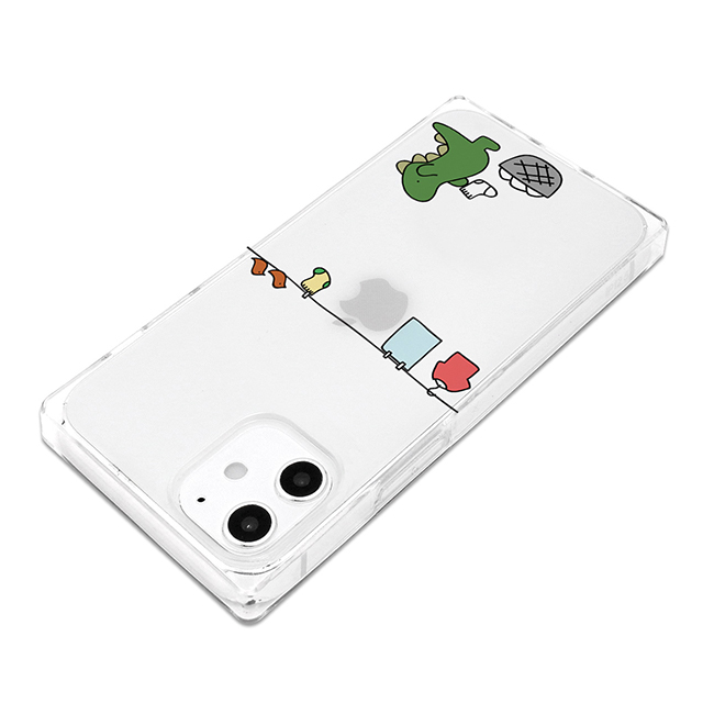 【iPhone12 mini ケース】ソフトスクウェアケース (おしごとザウルス-お洗濯 グリーン)サブ画像