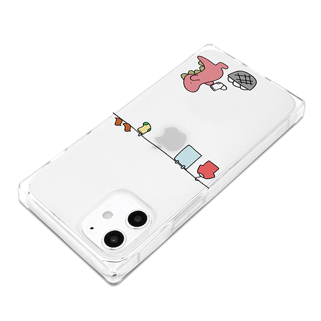 【iPhone12 mini ケース】ソフトスクウェアケース (おしごとザウルス-お洗濯 ピンク)サブ画像