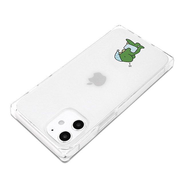 【iPhone12 mini ケース】ソフトスクウェアケース (眠い ダイナソー グリーン)サブ画像