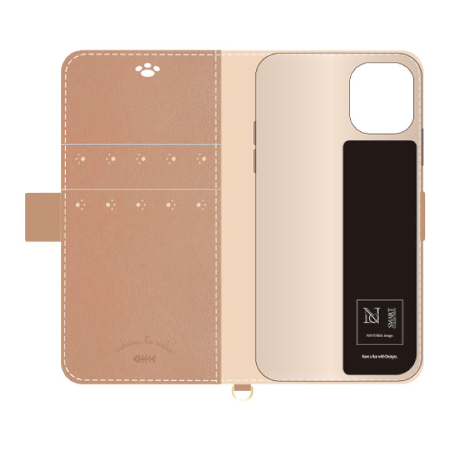 【iPhone12/12 Pro ケース】手帳型ケース sakana to neko (Aタイプ Beige)goods_nameサブ画像