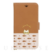 【iPhone12/12 Pro ケース】手帳型ケース sakana to neko (Aタイプ Beige)