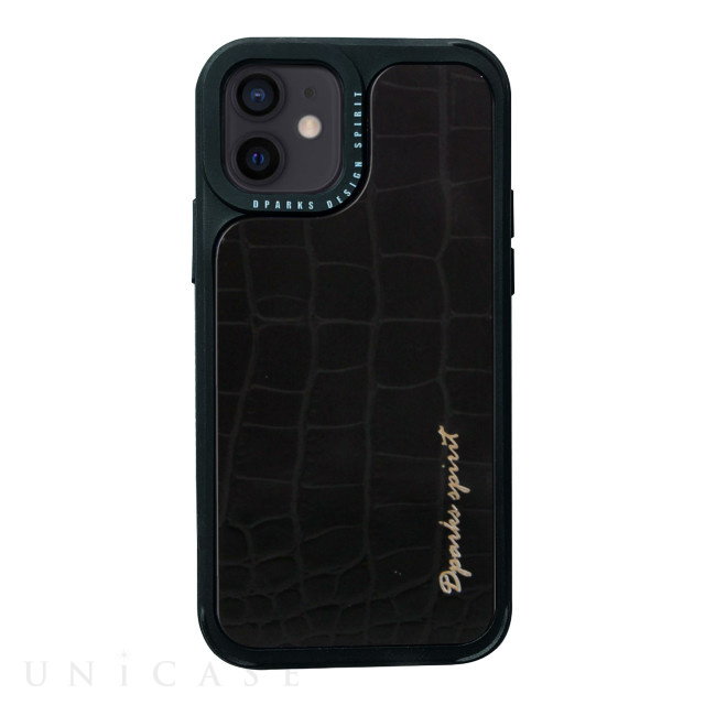 【iPhone12 mini ケース】Leather Case (CROCO SKIN BLACK)