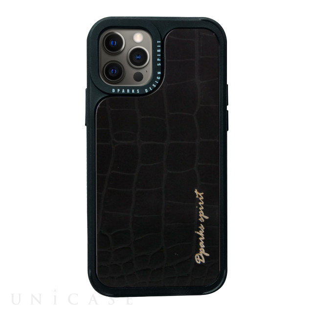 【iPhone12/12 Pro ケース】Leather Case (CROCO SKIN BLACK)