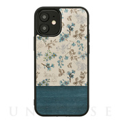 【iPhone12 mini ケース】天然木ケース (Blue Flower)